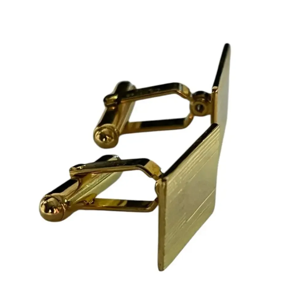 Christian Dior Rectangular gold-tone cufflinks linear design Vintage
